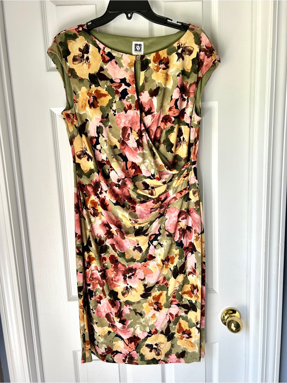 Anne Klein Floral Keyhole Neck Midi Dress